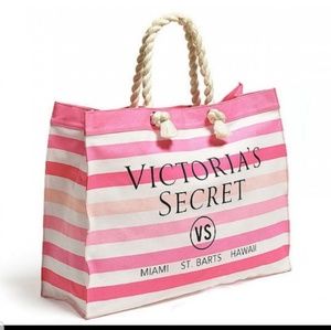 Victoria's Secret Striped Canvas WeekenderTote Bag